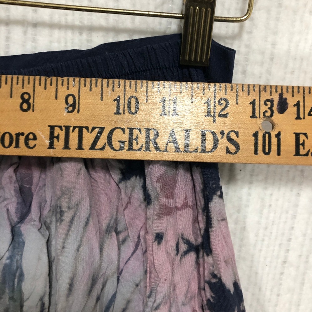 Navy Pink Tie Dye Wide Leg Palazzo Pants Boho Rayon Festival Summer One Size - Picture 5 of 8